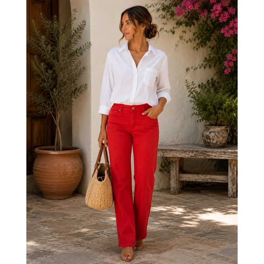 Lucky Brand Sweet N Crop Red Straight Leg Cropped Jeans Womens Size 8 29 7WC1010